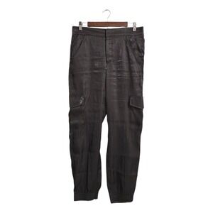 Anthropologie Metallic Shimmer High Rise Cargo Joggers In Gray Sz M